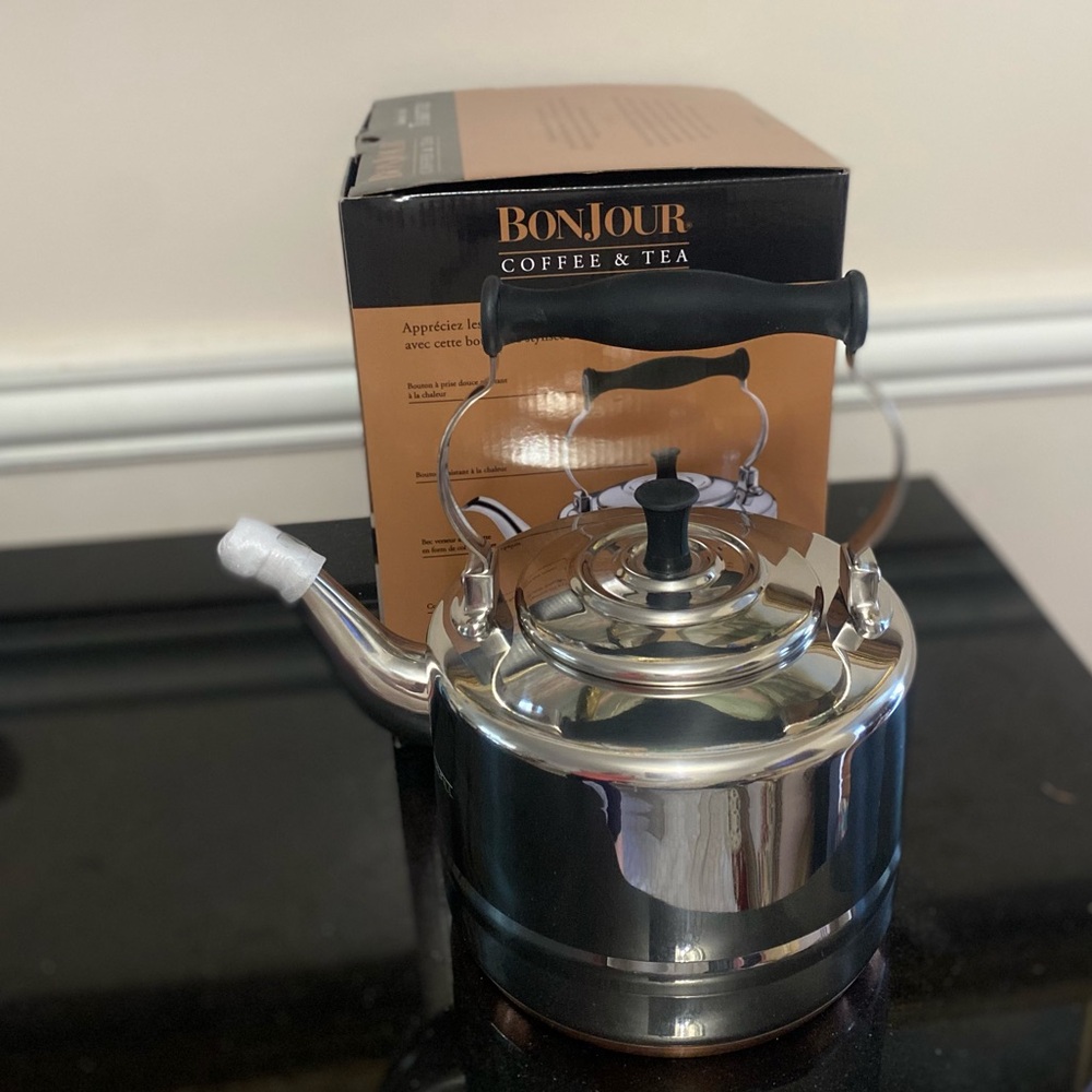 Stainless Steel and Copper-Base 2-Qt. Gooseneck Tea Kettle
